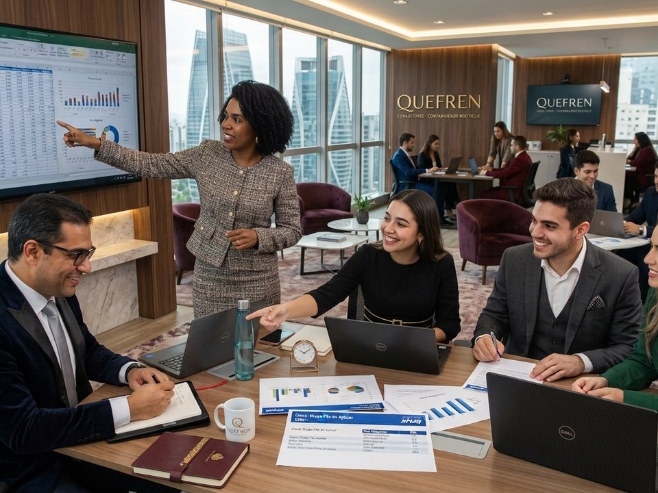 Equipe Quefren Consultoria em reunião de trabalho